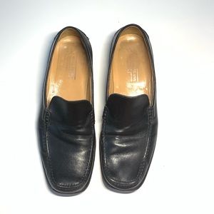 Johnston & Murphy 9.5 Italy Black Apron Toe Loafer